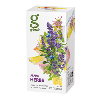 Žalioji arbata su žolelėmis g’tea! Alpine Herbs, 25 vnt.