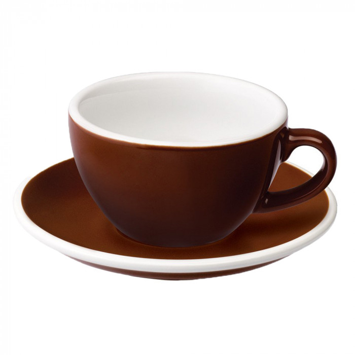 Cappuccino-kopp med ett underlägg Loveramics Egg Brown - Kahvikaveri