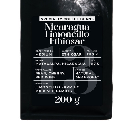 Rūšinės kavos pupelės Black Crow White Pigeon Nicaragua Limoncillo Ethiosar, 200 g