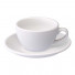 Platt vit kopp med ett underlägg Loveramics ”Egg White”
