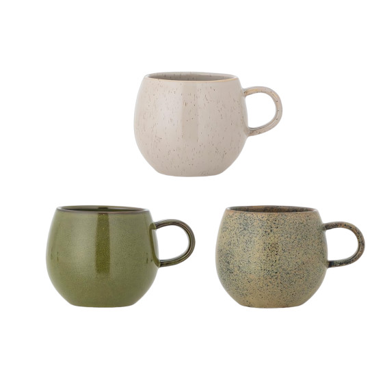 Zestaw 3 kubków Bloomingville Green Stoneware Addison, 500 ml