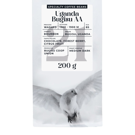 Specializētās kafijas pupiņas Black Crow White Pigeon Uganda Bugisu AA, 200 g