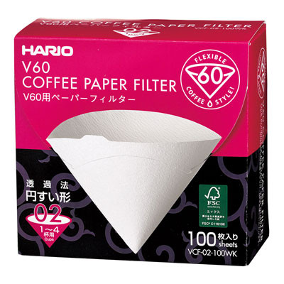 Białe filtry papierowe Hario Misarashi V60-2