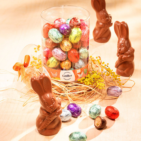 Schokoladen Bonbon Set Galler Easter Eggs Selection Tube, 500 g