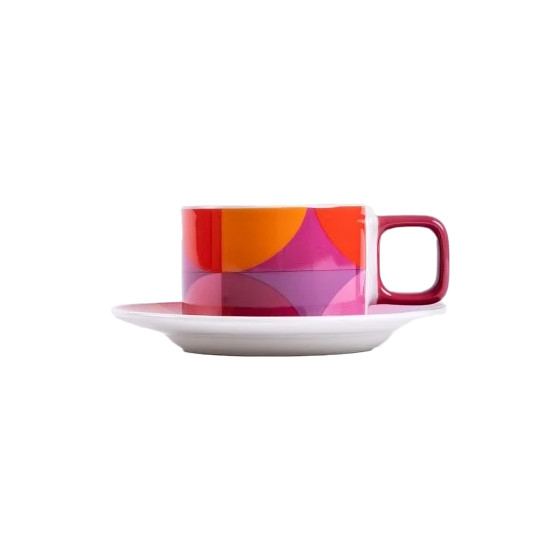 Cup With A Saucer Homla NAOKO Pink Orange, 200 Ml