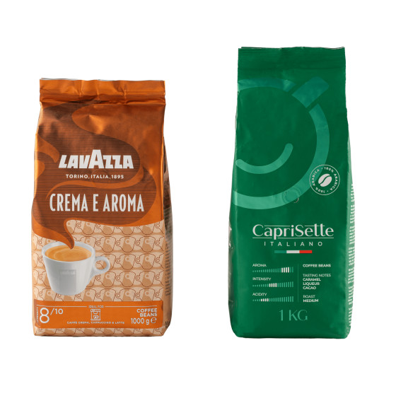 Set koffiebonen Lavazza Crema e Aroma + Caprisette Italiano, 2 kg