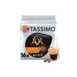 Kahvikapselit Tassimo L’OR Espresso Delizioso (yhteensopiva Bosch Tassimo -kapselikeitinten kanssa), 16 kpl.