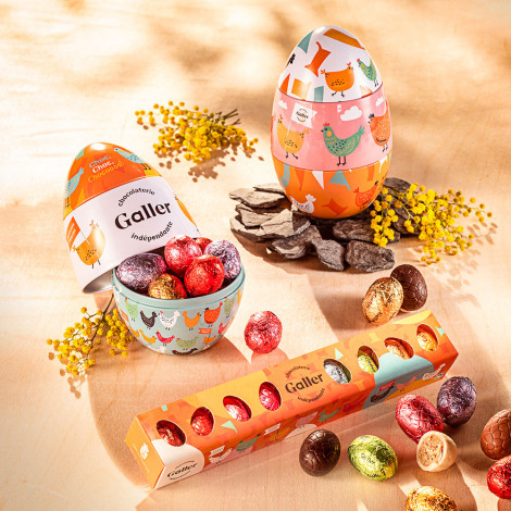 Chocolade snoep set Galler Metal Easter Egg, 15 pcs.