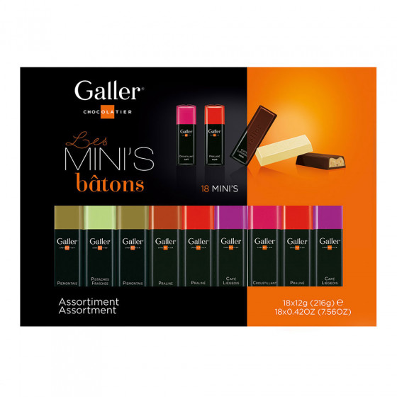 Šokoladinių batonėlių rinkinys Galler „Mini Batons Assortment“, 18 vnt. Šokoladinių batonėlių rinkinys Galler „Mini Batons Assortment“, 18 vnt.