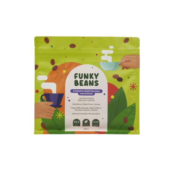 Kawa ziarnista specialty Funky Beans Ethiopia Burtukaana Anaerobic, 200 g