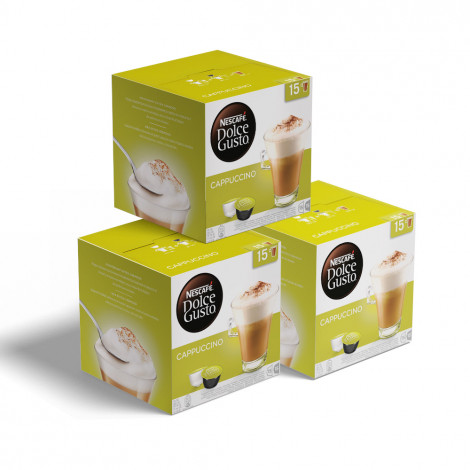Set med kaffekapslar kompatibla med Dolce Gusto® NESCAFÉ Dolce Gust ”Cappuccino”, 3 x 15 + 15 st.