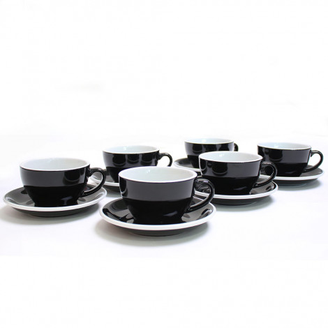 Cappuccino cup with a saucer Loveramics Egg Black, 200 ml, 6 pcs.