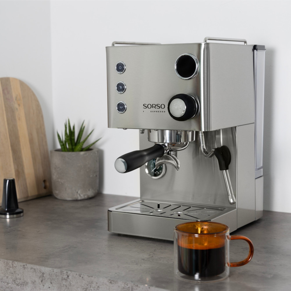 SORSO Espresso Siebträgermaschine – Edelstahl