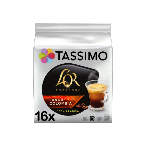 Kawa w kapsułkach Tassimo Lungo Colombia (kompatybilna z ekspresami kapsułkowymi Bosch Tassimo), 16 szt.