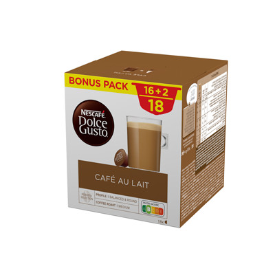 Coffee capsules NESCAFÉ Dolce Gusto “Café Au lait”, 18 pcs.