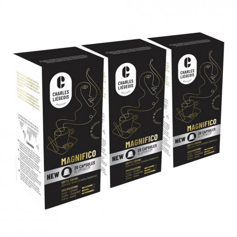 Lot de capsules de café adapté pour Nespresso® Charles Liégeois Magnifico, 3 x 20 pcs.