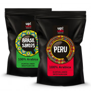 Zestaw kaw ziarnistych UPCAFE „Brasil Santos“ + „Peru”, 2 kg