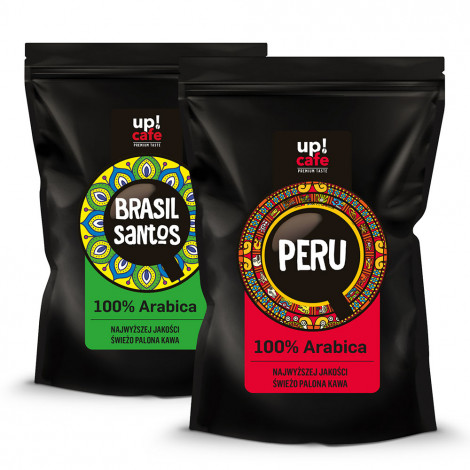 Zestaw kaw ziarnistych UPCAFE Brasil Santos + Peru, 2 kg