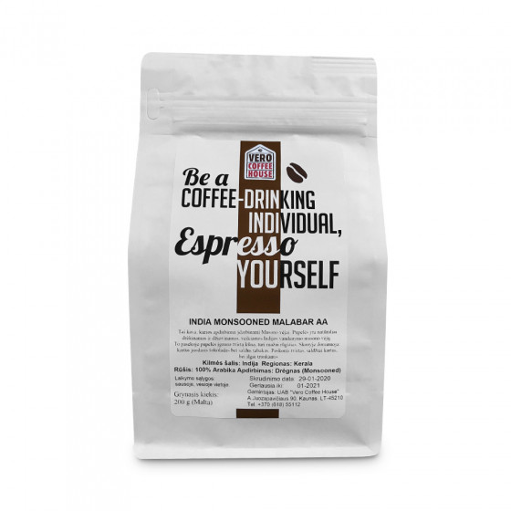 Malta kava Vero Coffee House „India Monsooned AA“, 200 g Malta kava Vero Coffee House „India Monsooned AA“, 200 g
