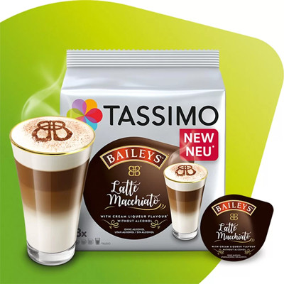 Koffiecapsules Tassimo Latte Macchiato Baileys (compatibel met Bosch Tassimo capsulemachines), 8+8 st.