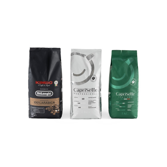 Zestaw ziaren kawy Caprisette Italiano x Caprisette Professional x DeLonghi Kimbo 100 % Arabica, 3 kg