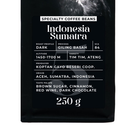 Grains de café de spécialité Black Crow White Pigeon Indonesia Sumatra, 250 g