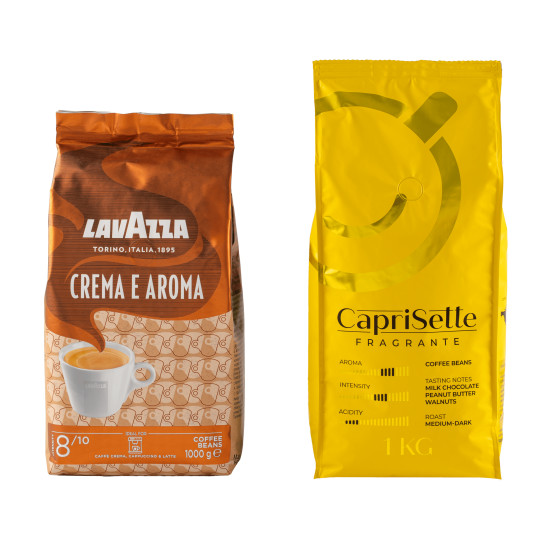Set koffiebonen Lavazza Crema e Aroma + Caprisette Fragrante, 2 kg