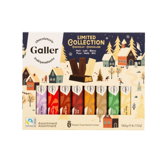 Świąteczne pudełko batoników czekoladowych Galler Mini Batons, 16 szt.