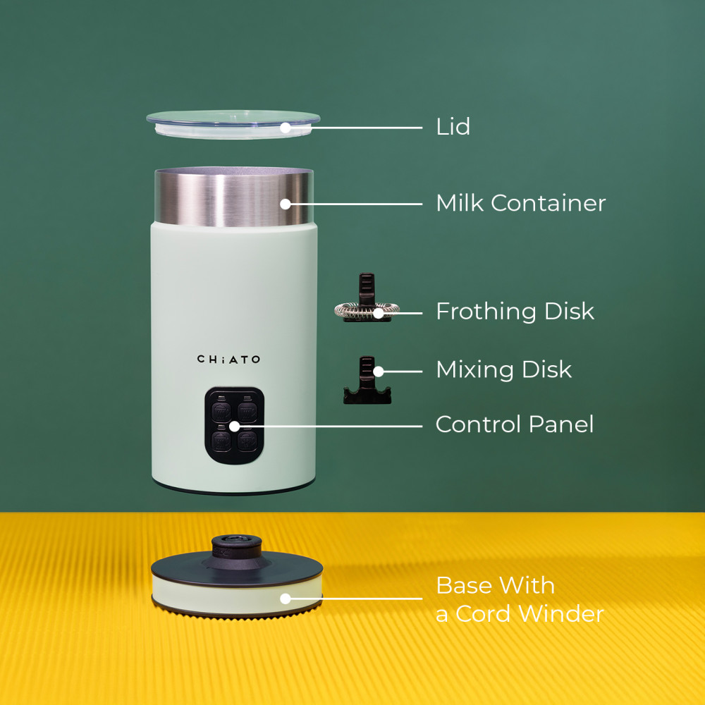 CHiATO milkPLAY Automatic-Electric Milk Frother, Green