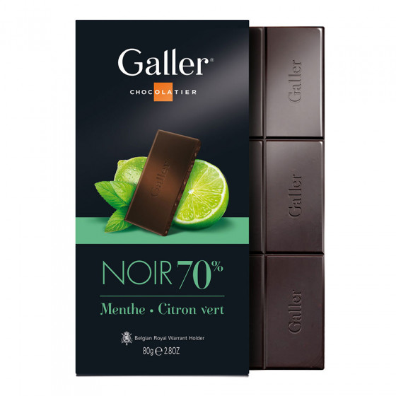 Šokolado plytelė Galler „Dark Mint Lime“, 80 g Šokolado plytelė Galler „Dark Mint Lime“, 80 g