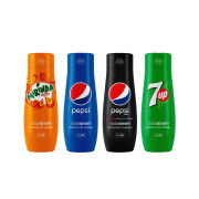 Syrup set for SodaStream sparkling water makers (Pepsi x Pepsi Max x Mirinda x 7Up), 4 x 440 ml