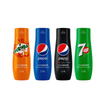 Set de sirops pour les machines à eau gazeuse SodaStream (Pepsi x Pepsi Max x Mirinda x 7Up), 4 x 440 ml