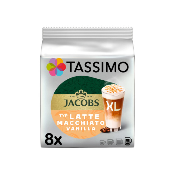 Kawa w kapsułkach Tassimo Latte Macchiato Vanilla XL (kompatybilna z ekspresami kapsułkowymi Bosch Tassimo), 8 szt.