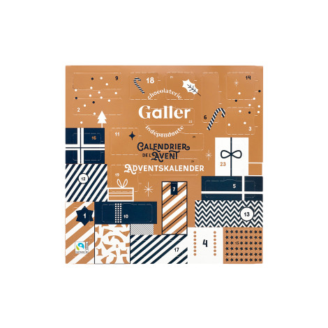 Boîte de rawetes et barres chocolatées pour les fêtes Galler Advent Calendar, 24 pcs.