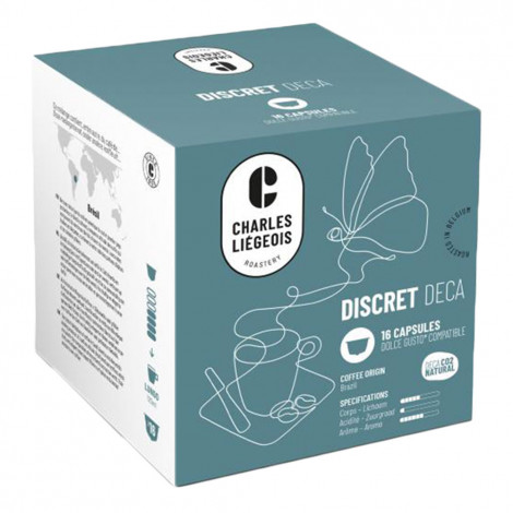 Capsules de café décaféinés compatibles avec NESCAFÉ® Dolce Gusto® Charles Liégeois “Discret Deca”, 16 pcs.