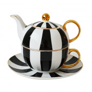 Te för en uppsättning Bombay Duck ”Monte Carlo Stripy Black/White”