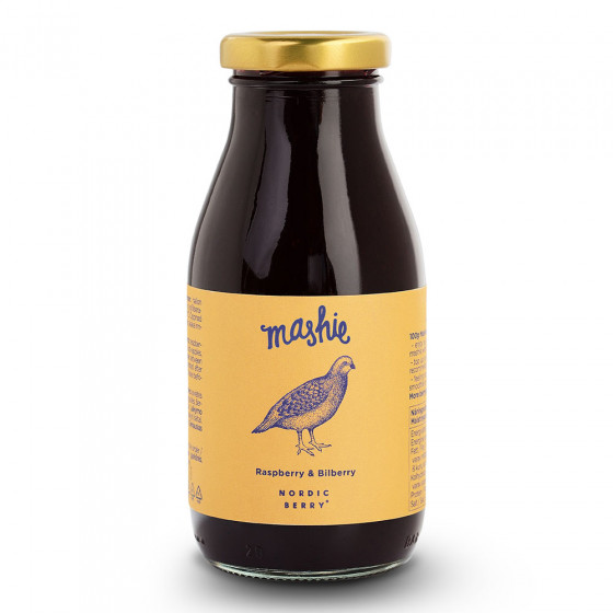 Aviečių ir mėlynių uogų tyrė "Mashie" 250ml Aviečių ir mėlynių uogų tyrė "Mashie" 250ml