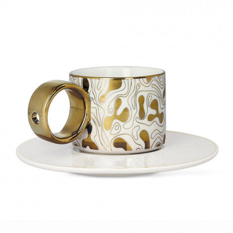 Cup with a saucer and spoon Homla NILA White & Gold, 150 ml