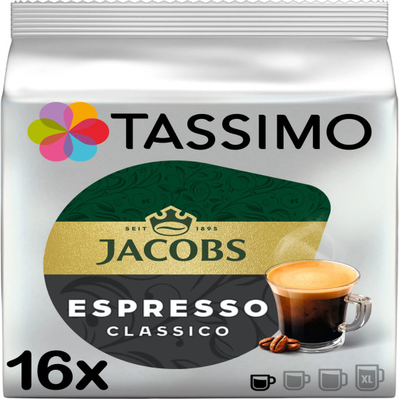 Kawa w kapsułkach Tassimo Espresso Classico (kompatybilna z ekspresami kapsułkowymi Bosch Tassimo), 16 szt.