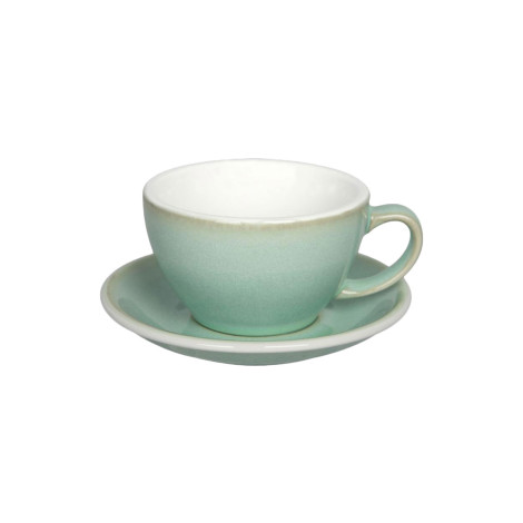 Café latte-kopp med ett underlägg Loveramics Egg Basil, 300 ml