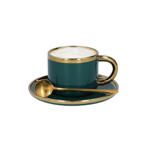 Cup with a saucer and spoon Homla SINNES Emerald, 200 ml
