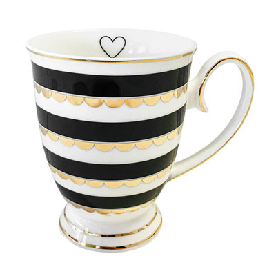 Mug Bombay Duck Scalloped Black & Gold, 300 ml