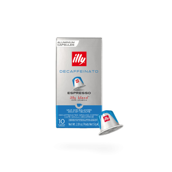 Illy Decaffeinato kaffekapslar med koffeinfritt kaffe för Nespresso®-maskiner, 10 st.