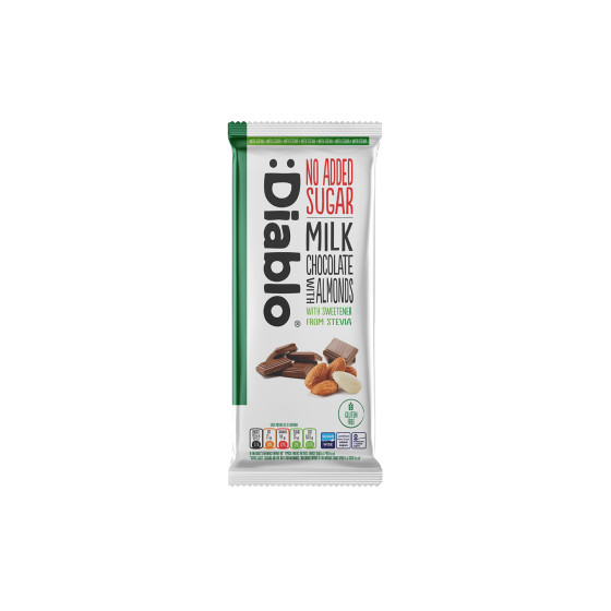 Czekolada mleczna z migdałami Diablo (bez dodatku cukru, ze stewią), 75 g