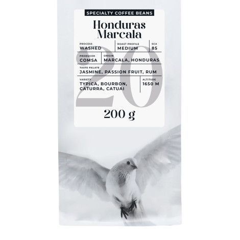 Grains de café de spécialité Black Crow White Pigeon Honduras Marcala, 200 g