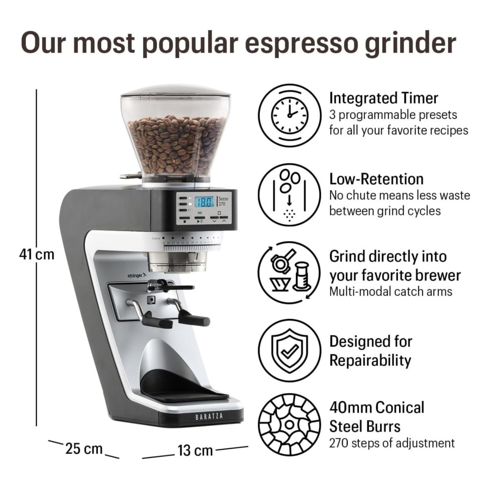 Baratza Sette 270 Coffee Grinder Silver Black
