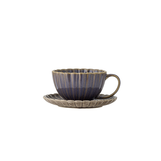 Bloomingville Purple Stoneware Latina kopp med underl&auml;gg, 220 ml