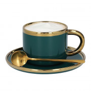 Cup with a saucer and spoon Homla SINNES Emerald, 200 ml