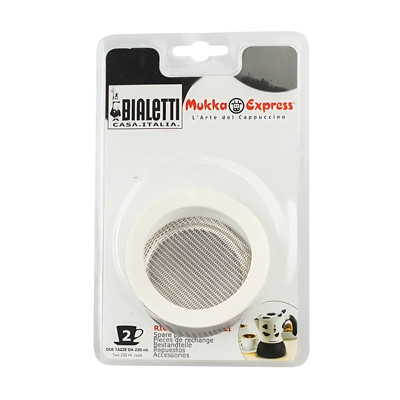 Strainer and gasket set for Bialetti Mukka Express coffee makers (2-cup)