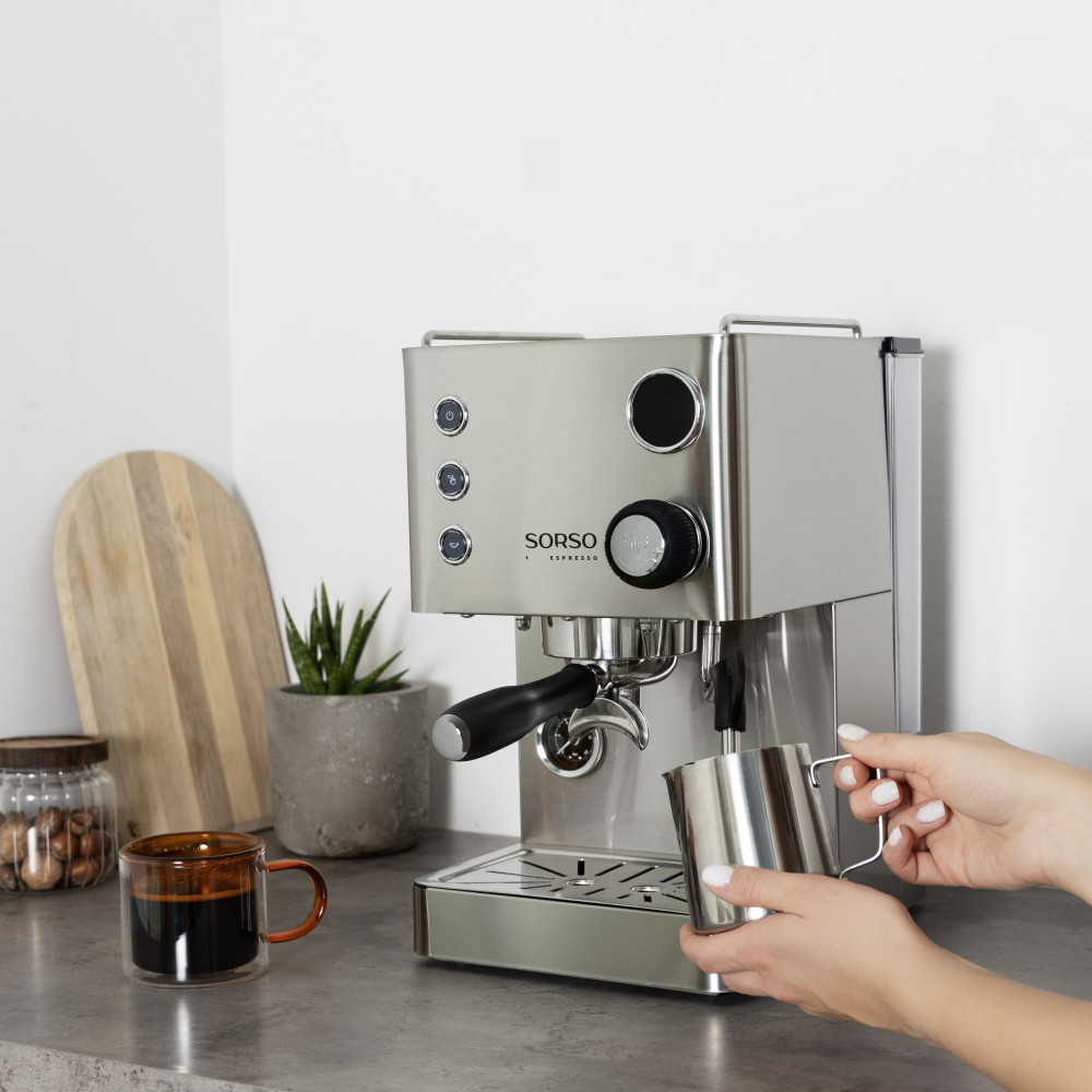 SORSO Espresso Siebträgermaschine – Edelstahl